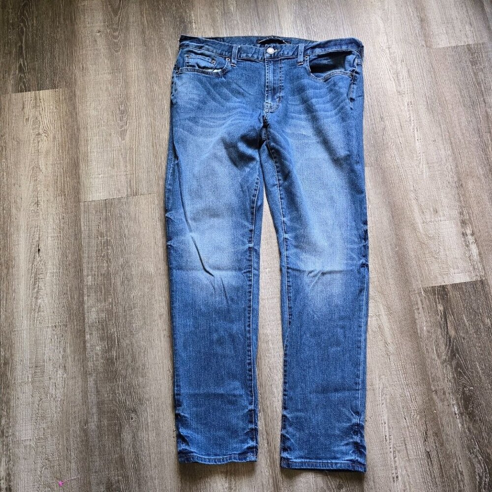 Edgar + Ash Jeans Blue Mens 38x32 Straight leg Casual Denim Stretch Whiskers